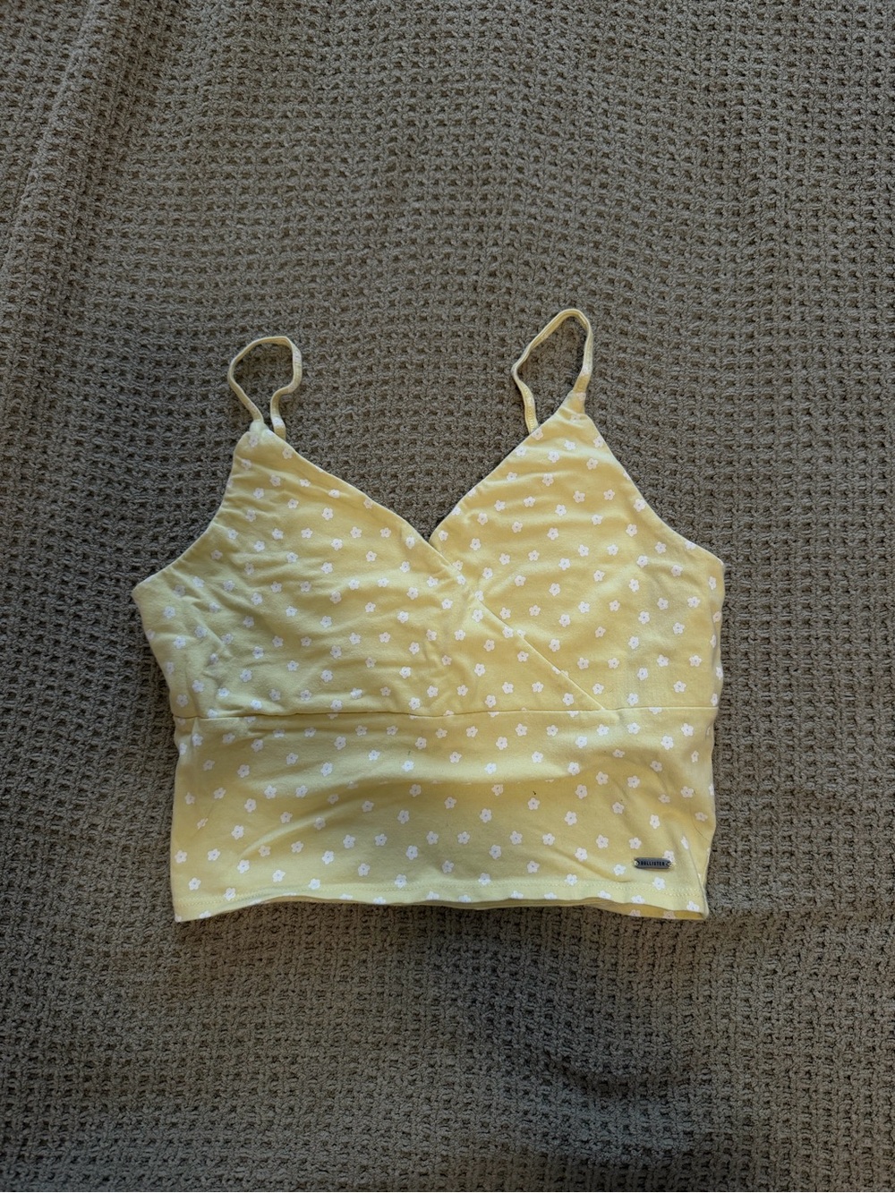 Hollister Yellow Floral Wrap-Front Crop Camisole